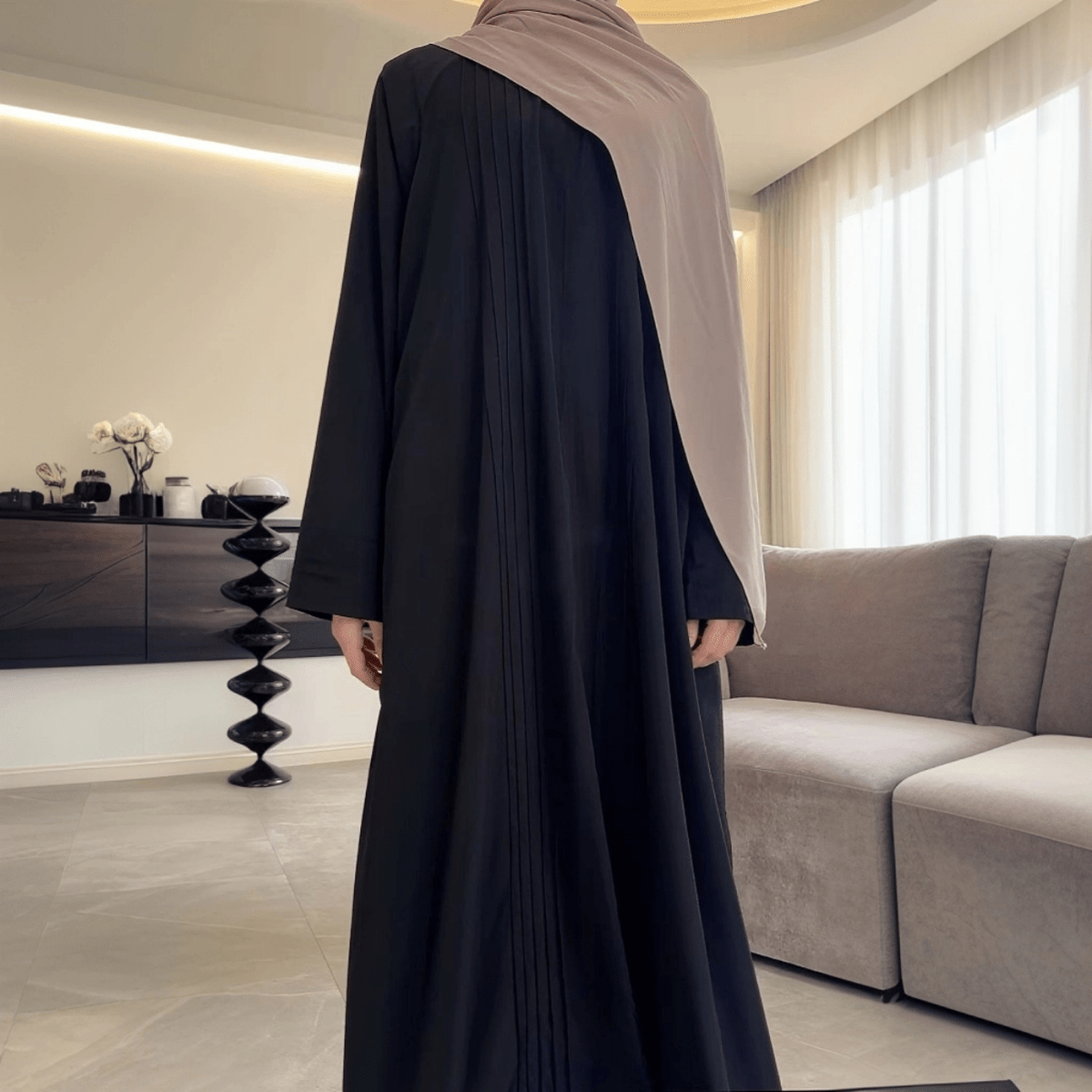 Mariam's Collection Serene Pleated Georgette Abaya Loose Full-Length Modest Style (MA254) — comparison shot
