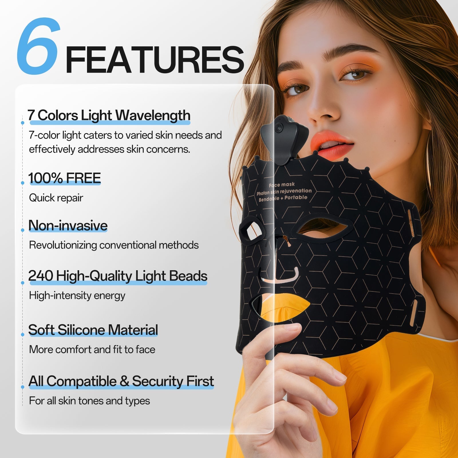 Shape Tactics Cordless 7-Color LED Light Therapy Facial Mask – Cavitation Machines, view 9