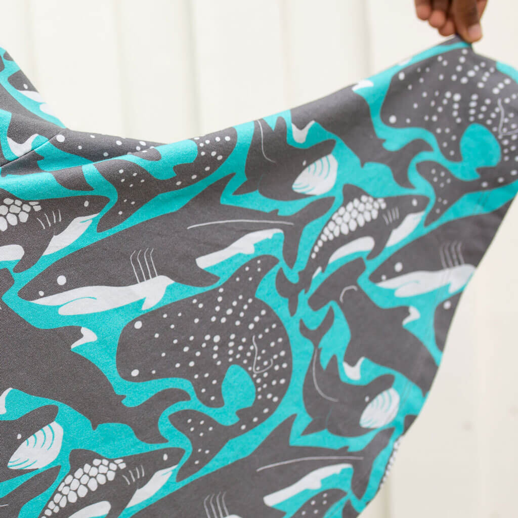 Princess Awesome & Boy Wonder "Megabites" Sharks Sleeveless Play Dress with Pockets — construction detail