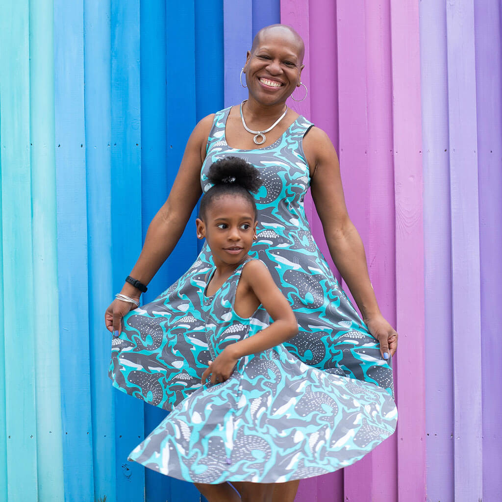 Princess Awesome & Boy Wonder "Megabites" Sharks Sleeveless Play Dress with Pockets — dresses category context