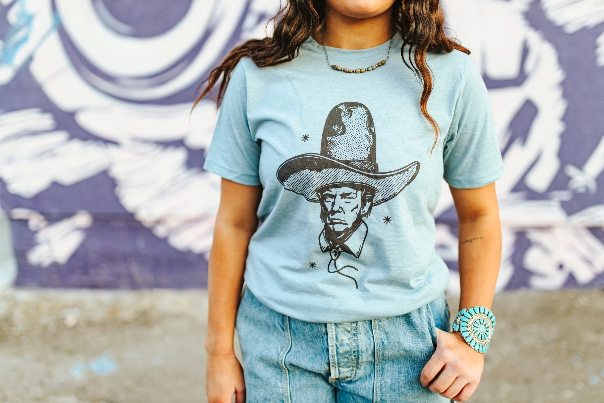 Wild Junkie Sheriff Trump Graphic Tee — construction detail