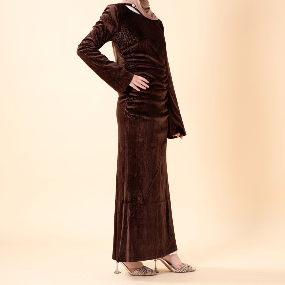Mariam's Collection Mariam's Collection Shimmer Velvet Ruched Mermaid Gown(MA358) — main product shot