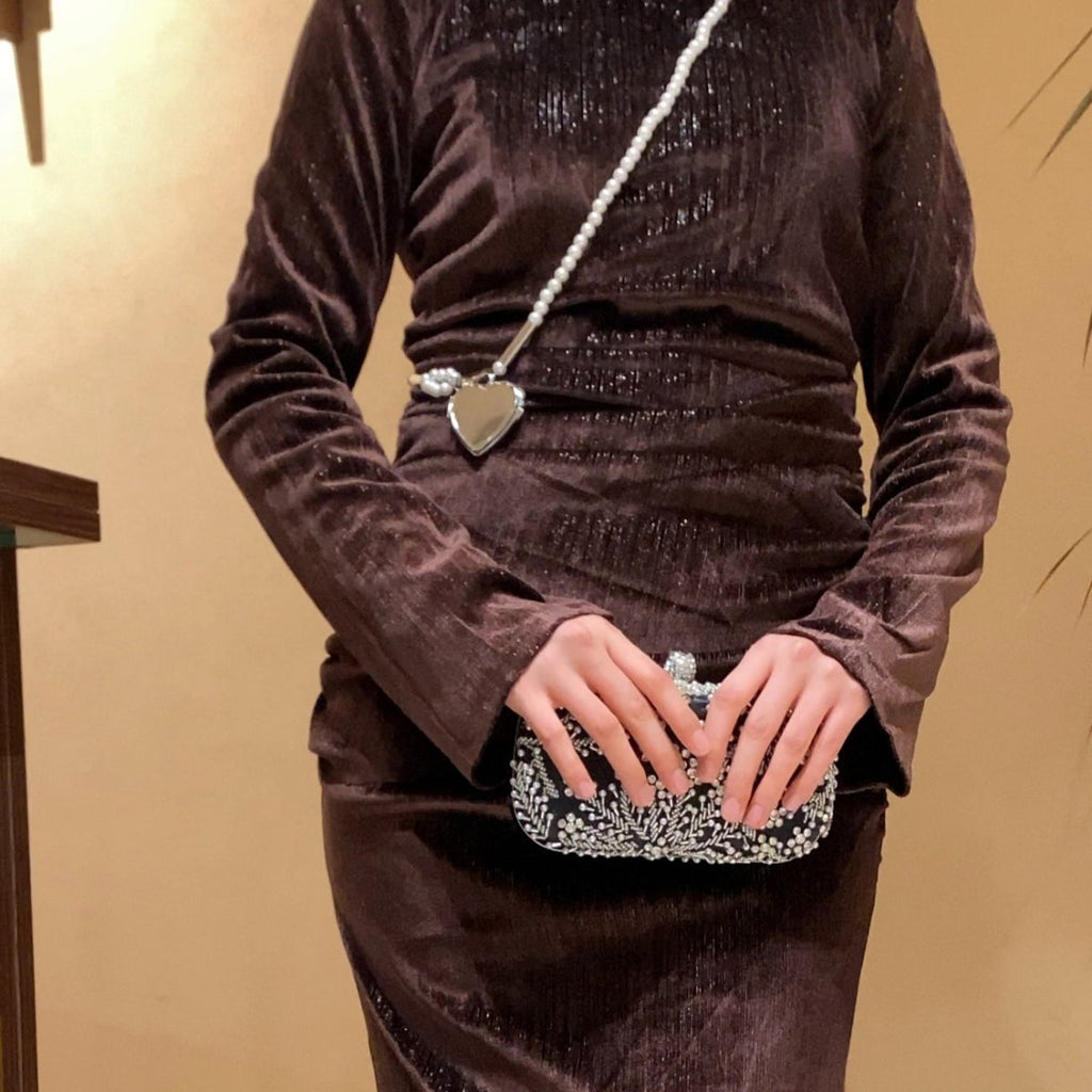 Mariam's Collection Mariam's Collection Shimmer Velvet Ruched Mermaid Gown(MA358) — lifestyle context