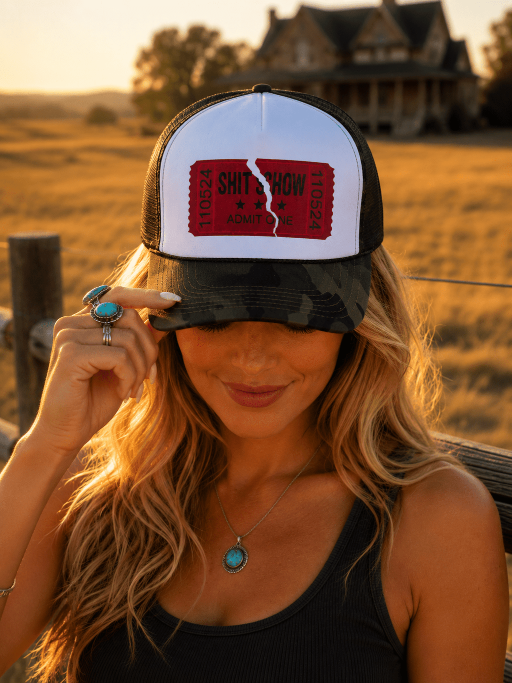Wild Junkie Shitshow Trucker Hat — detail close-up