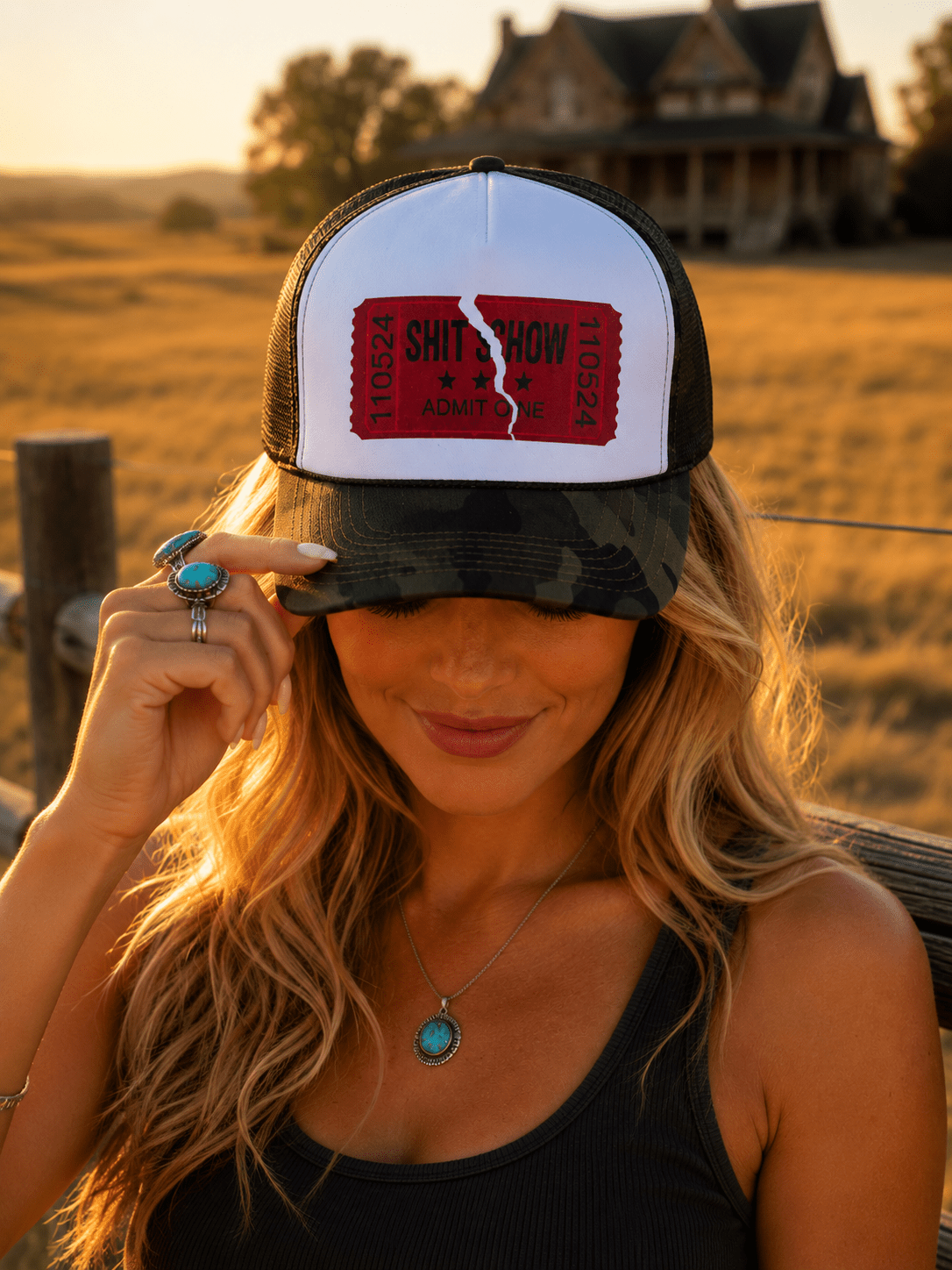 Wild Junkie Shitshow Trucker Hat — detail close-up