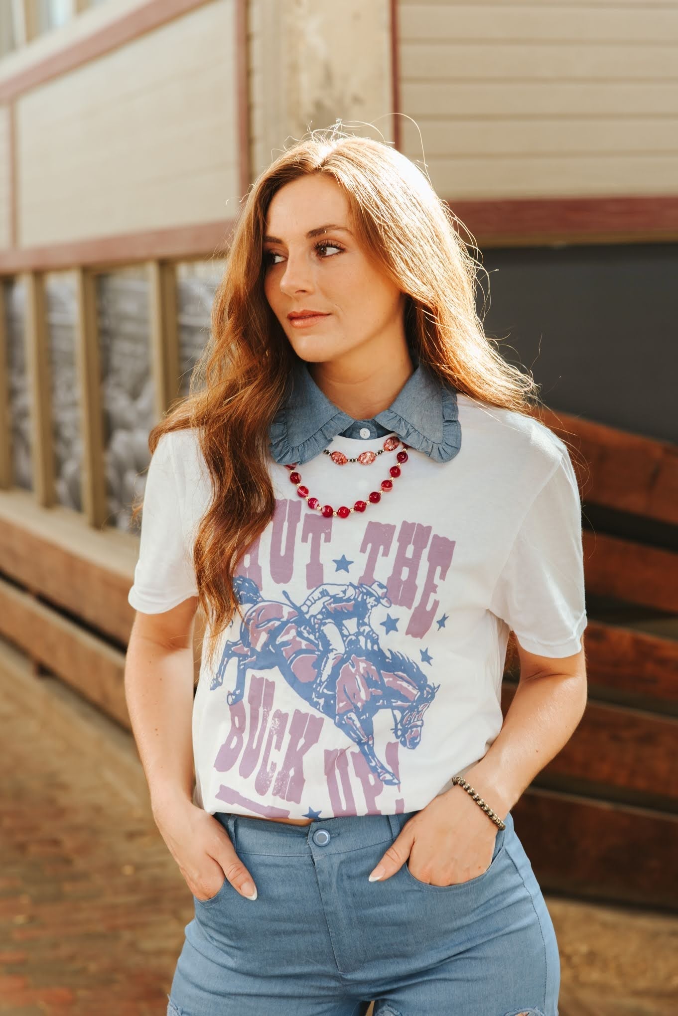 Wild Junkie Shut The Buck Up Graphic Tee — lifestyle worn / used context