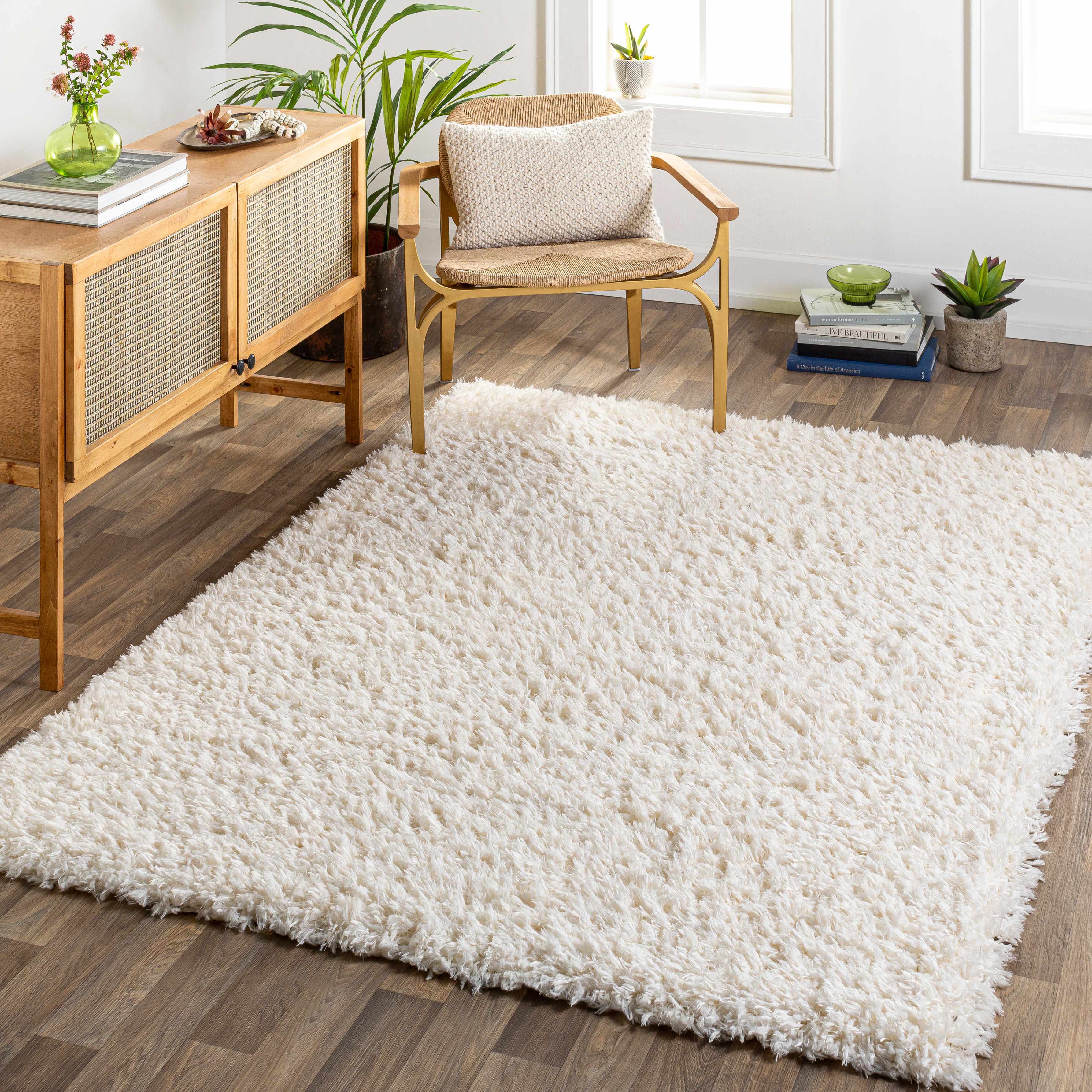 Siari Solid Cream Plush Rug – Boutique Rugs, view 4