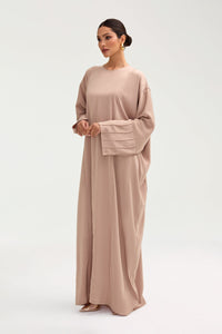 Sidrah Satin Kaftan - Creme Caramel Clothing Veiled 