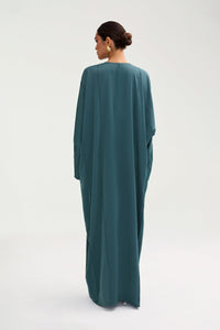 Sidrah Satin Kaftan - Teal Clothing Veiled 