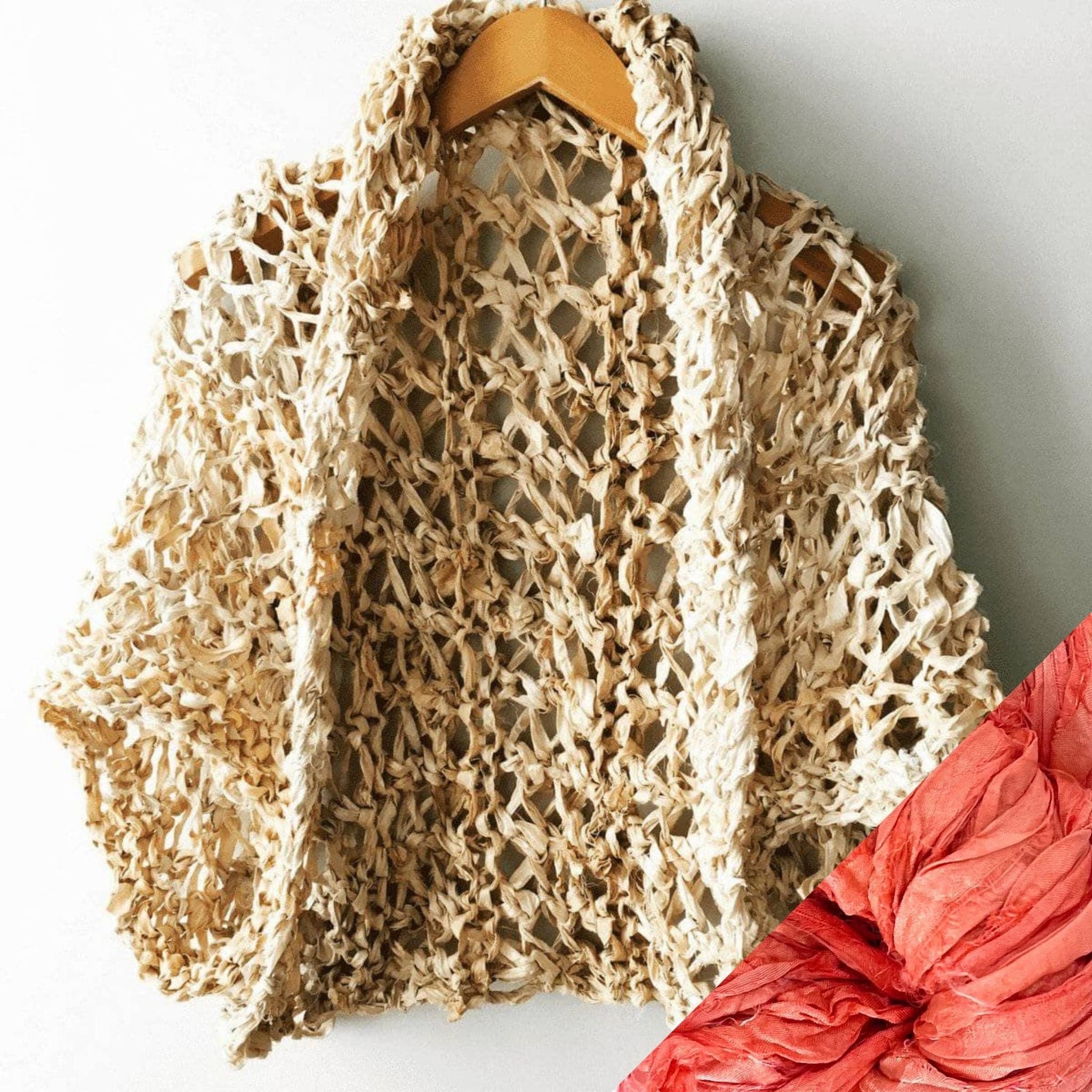 Darn Good Yarn Silk Garter + Lace Summer Cocoon Coat Knit Kit — lifestyle worn / used context