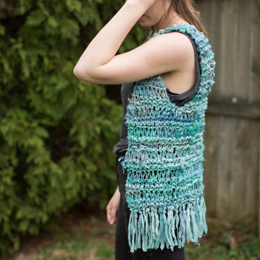 Darn Good Yarn Silk Hippie Fringe Vest Knit Kit — kits category context
