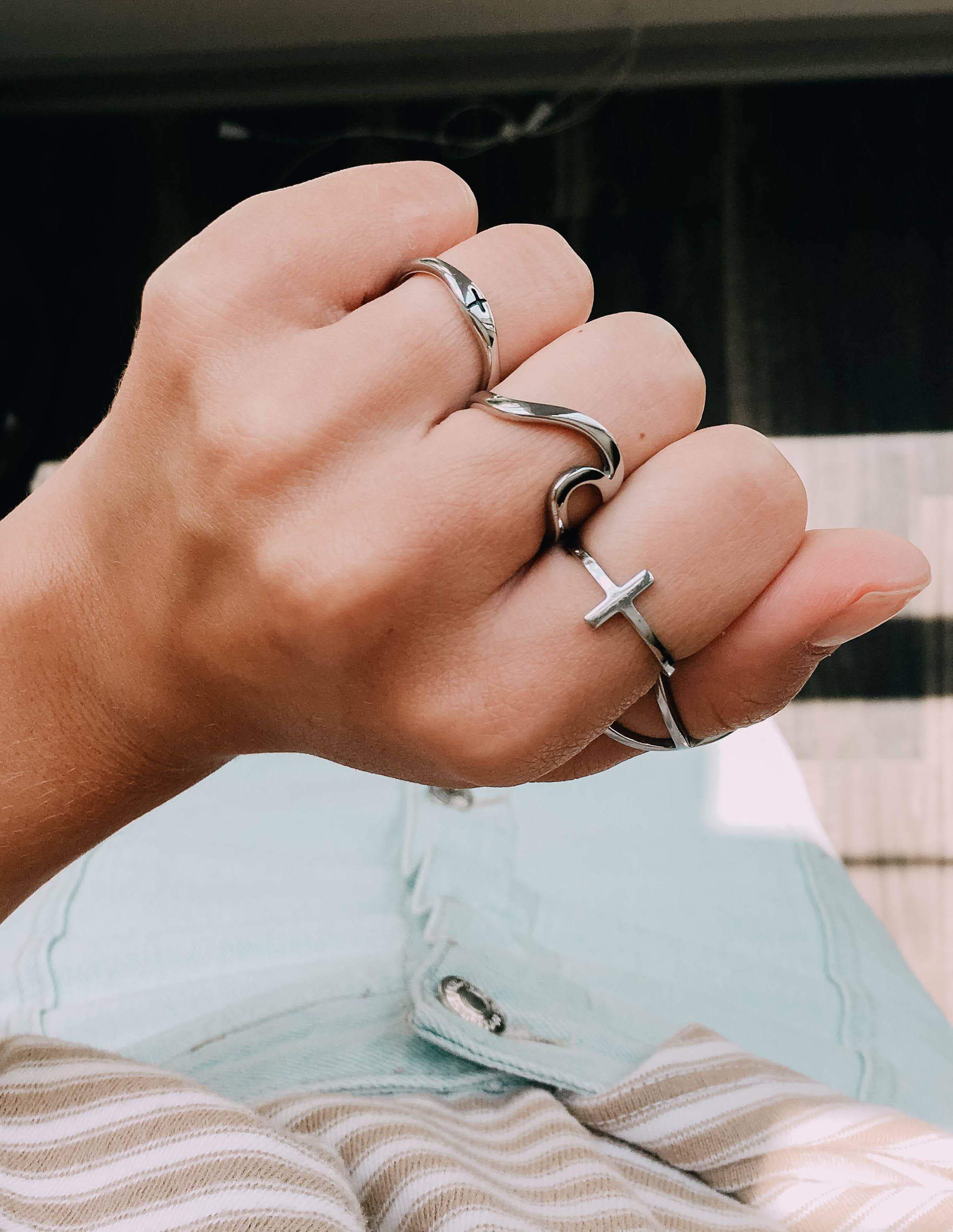 Elevated Faith Silver Cross Ring — side view