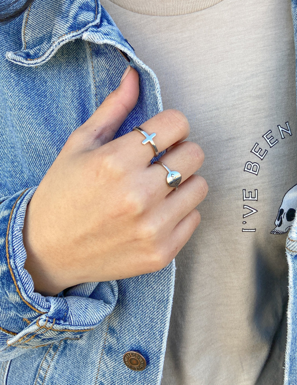 Elevated Faith Silver Cross Ring — lifestyle context