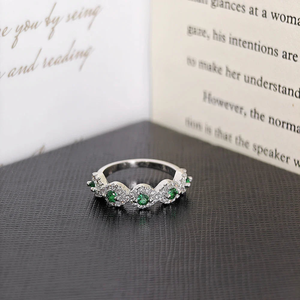 MyClosetAid MyClosetAid Emerald & Diamond Ring Eternity Band — lifestyle context
