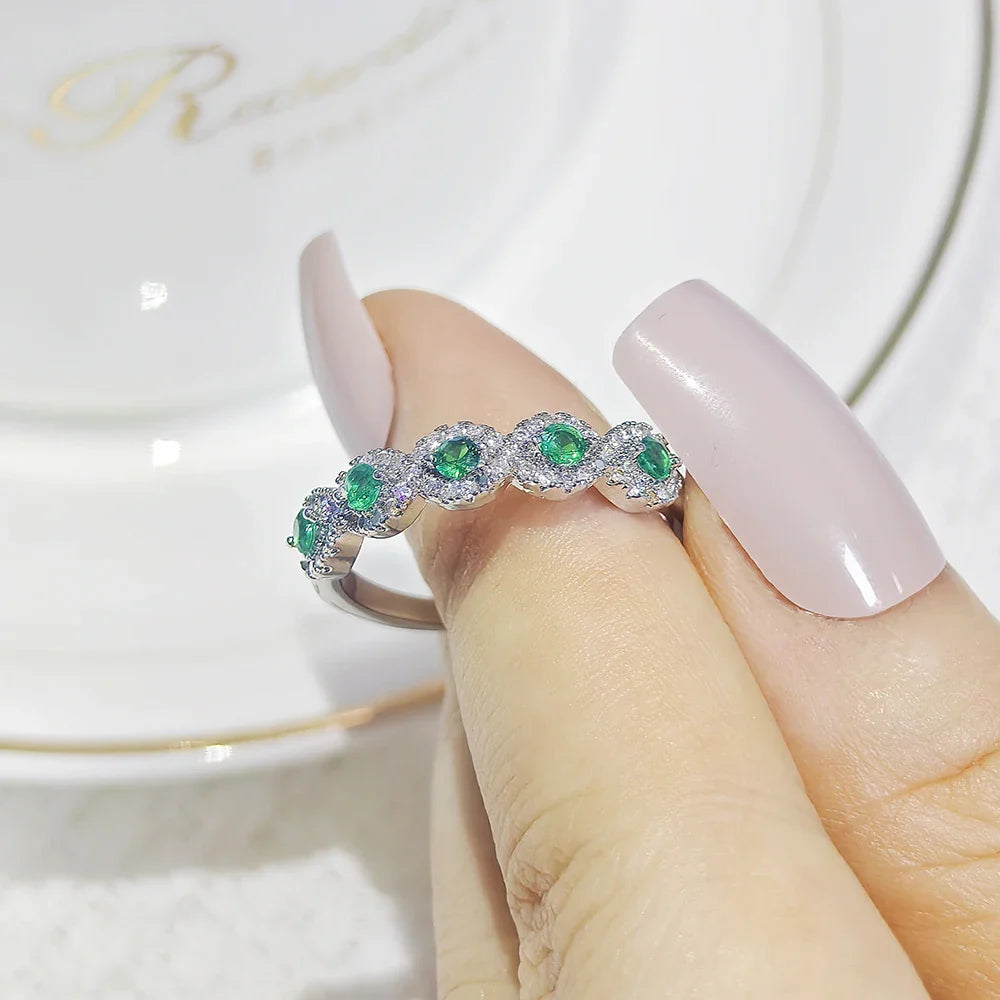 MyClosetAid MyClosetAid Emerald & Diamond Ring Eternity Band — side view