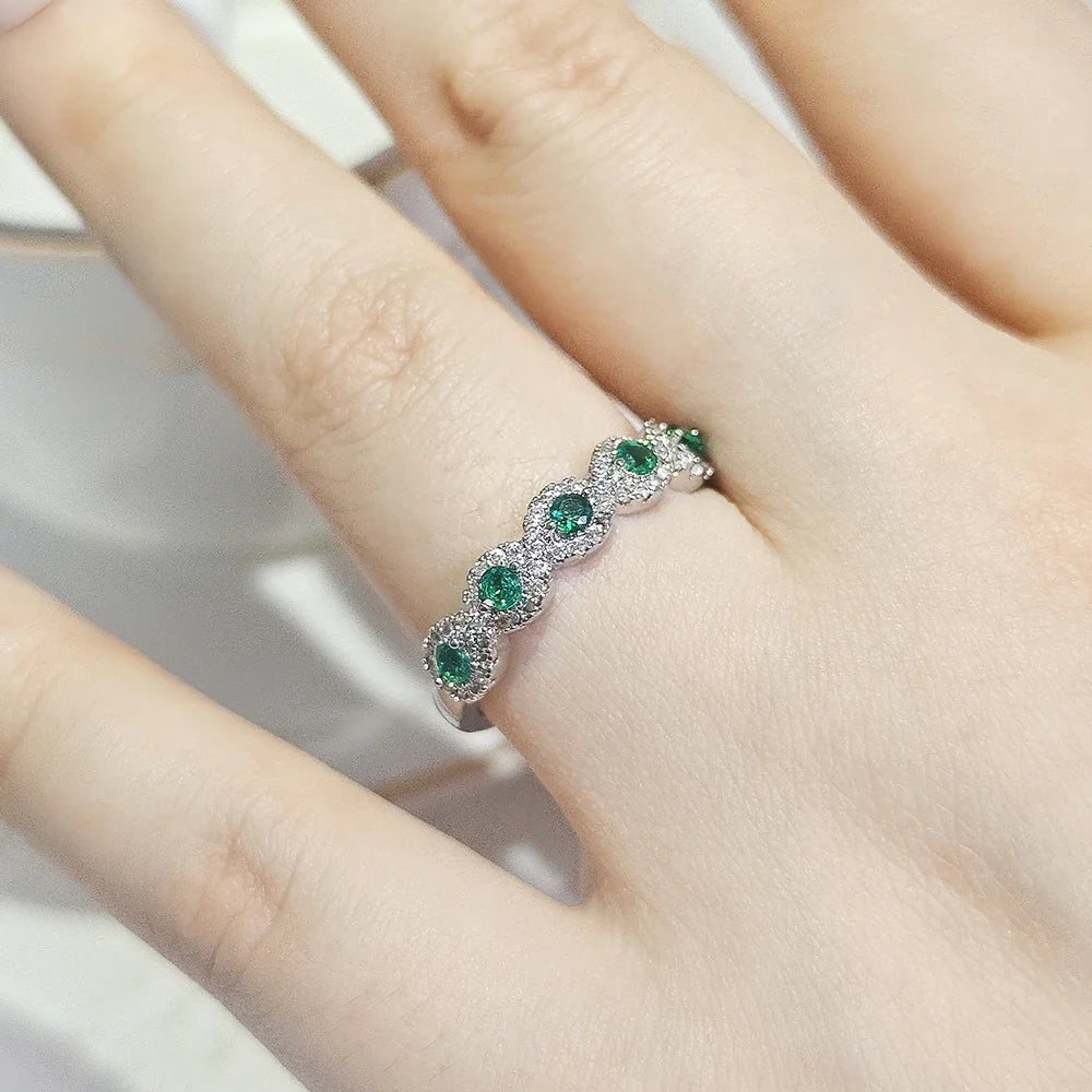 MyClosetAid MyClosetAid Emerald & Diamond Ring Eternity Band — alternative angle