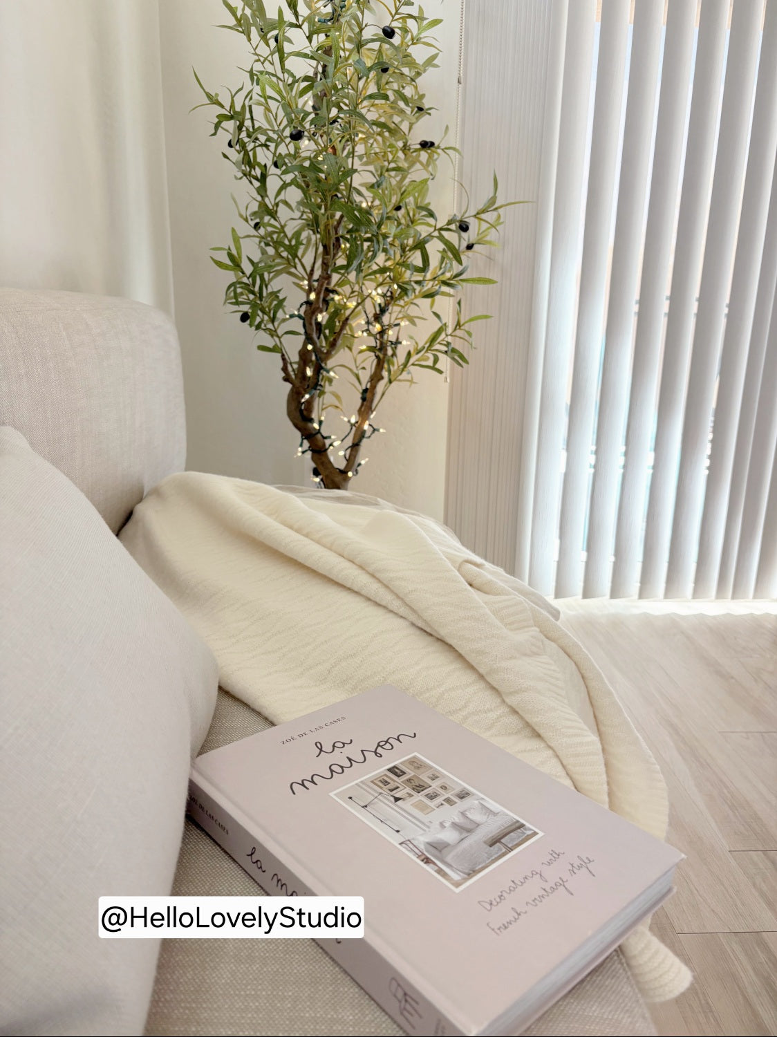 Silverlyne Angora and Wool | Ultra Soft Throw Blanket (solid, beige) — back view