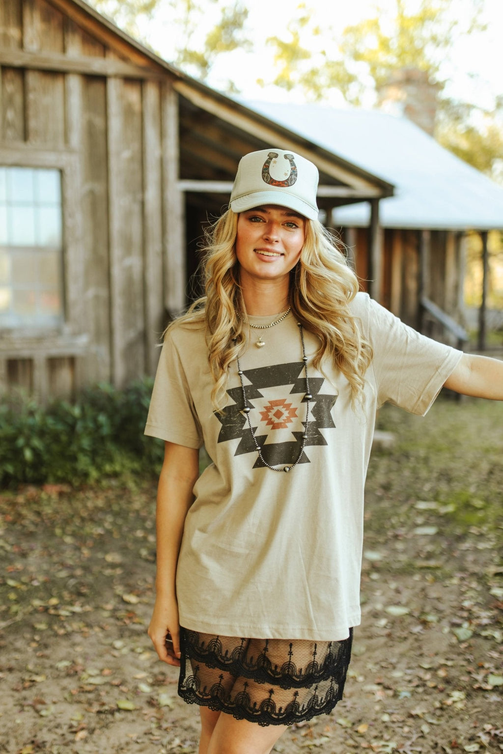 Wild Junkie Simple Aztec Graphic Tee — construction detail