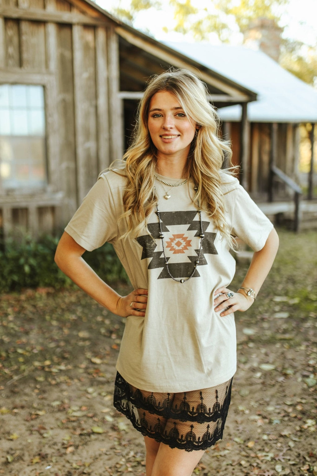 Wild Junkie Simple Aztec Graphic Tee — lifestyle worn / used context