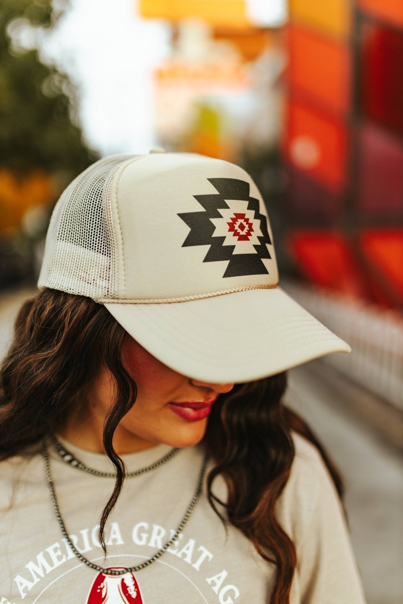 Wild Junkie Simple Aztec Trucker Hat — side view