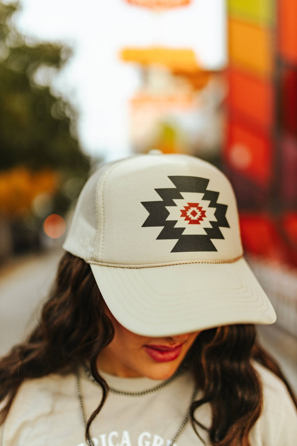 Wild Junkie Simple Aztec Trucker Hat — lifestyle context