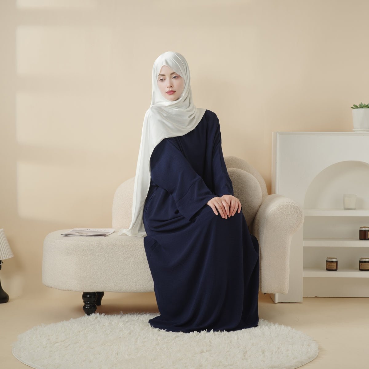 Mariam's Collection Mariam's Collection Simple Vintage Pleated Abaya (MA042) — fabric or material detail