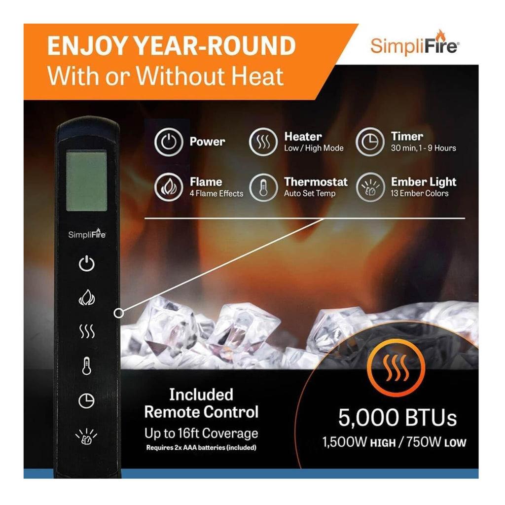 Simplifire Allusion Recessed Linear Electric Fireplace [SF-ALL48/50/60-BK] (SAK13256) – SAKSBY WHOLESALE, view 7