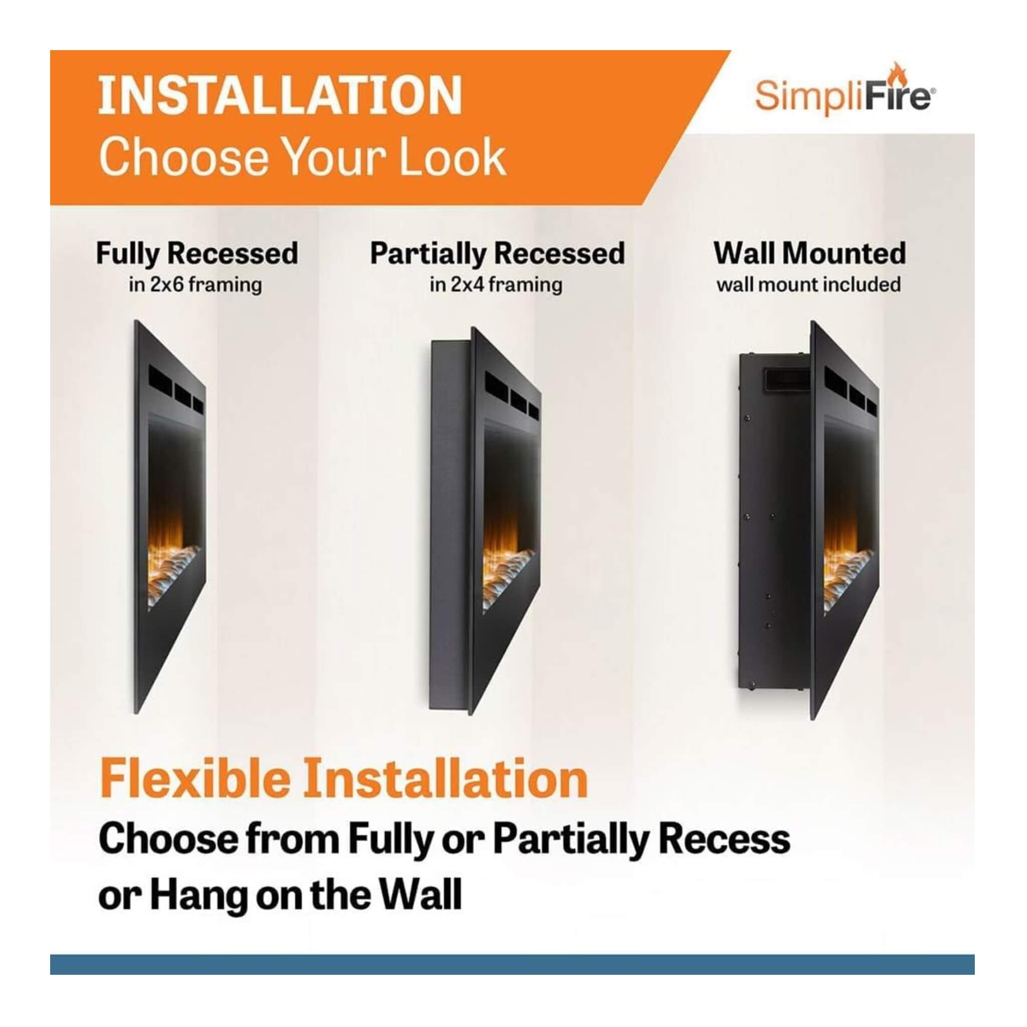 Simplifire Allusion Recessed Linear Electric Fireplace [SF-ALL48/50/60-BK] (SAK13256) – SAKSBY WHOLESALE, view 10