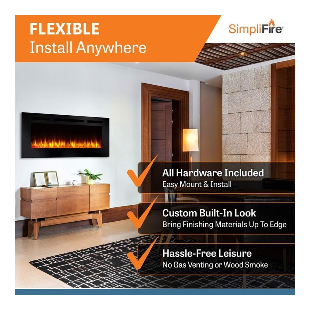Simplifire Allusion Recessed Linear Electric Fireplace [SF-ALL48/50/60-BK] (SAK13256) – SAKSBY WHOLESALE, view 11