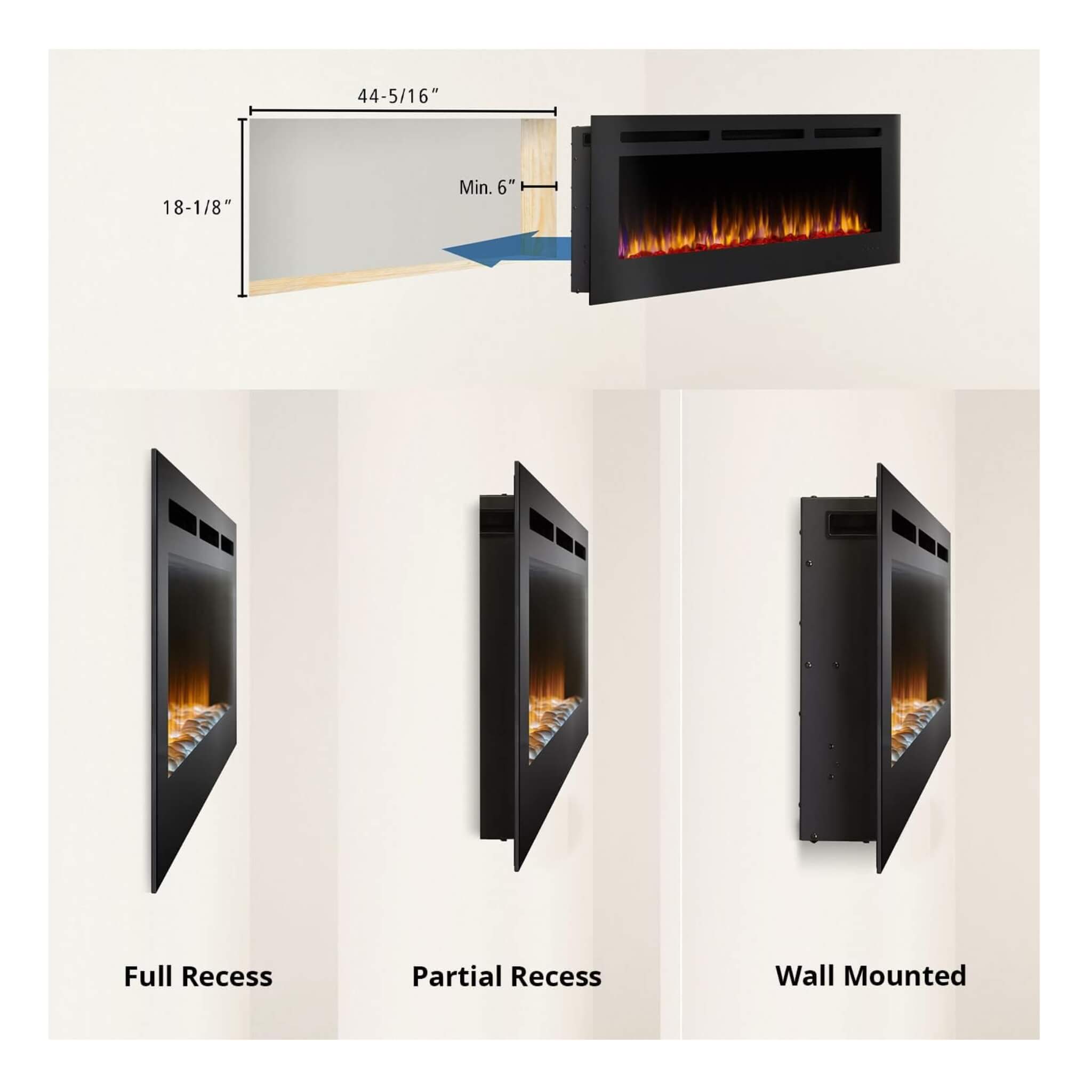 Simplifire Allusion Recessed Linear Electric Fireplace [SF-ALL48/50/60-BK] (SAK13256) – SAKSBY WHOLESALE, view 13