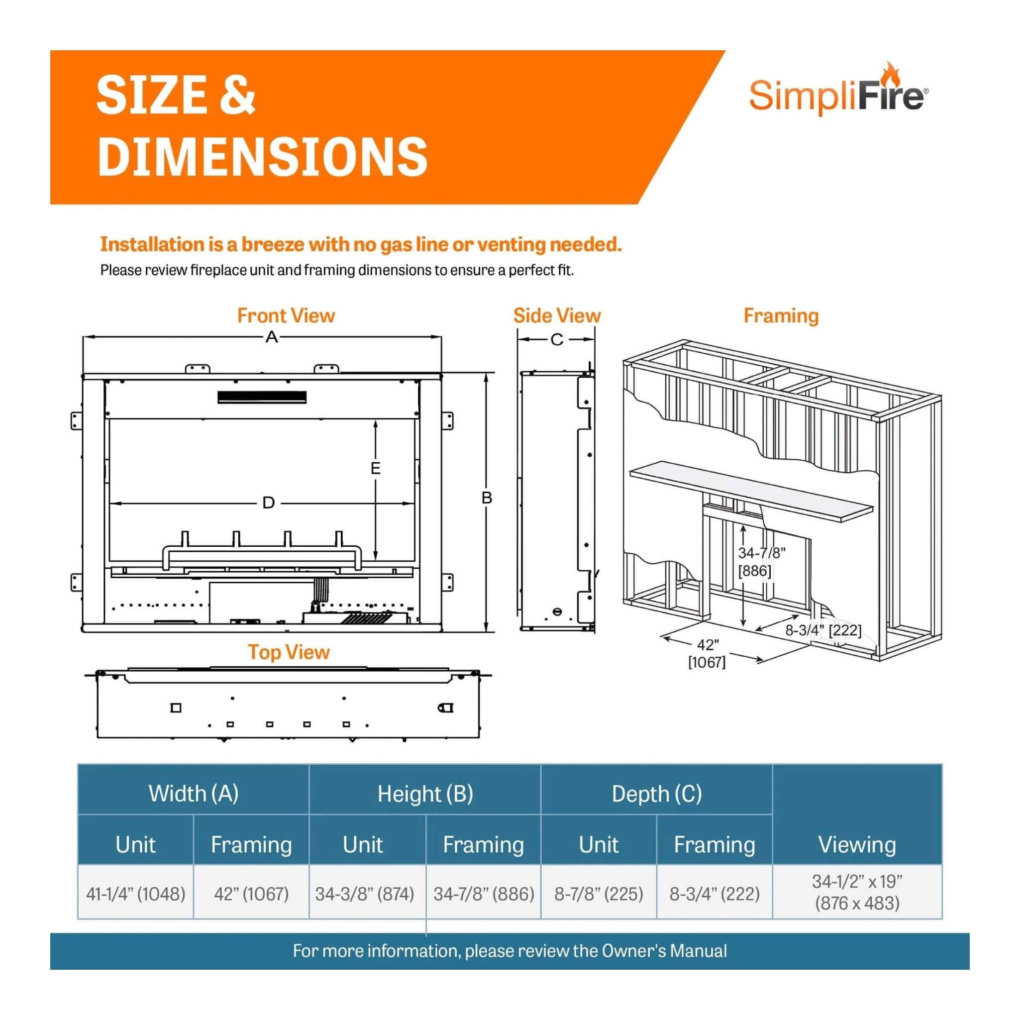 SimpliFire Inception 36" Traditional Electric Fireplace [SF-INC36] (SAK87541) – SAKSBY WHOLESALE, view 7