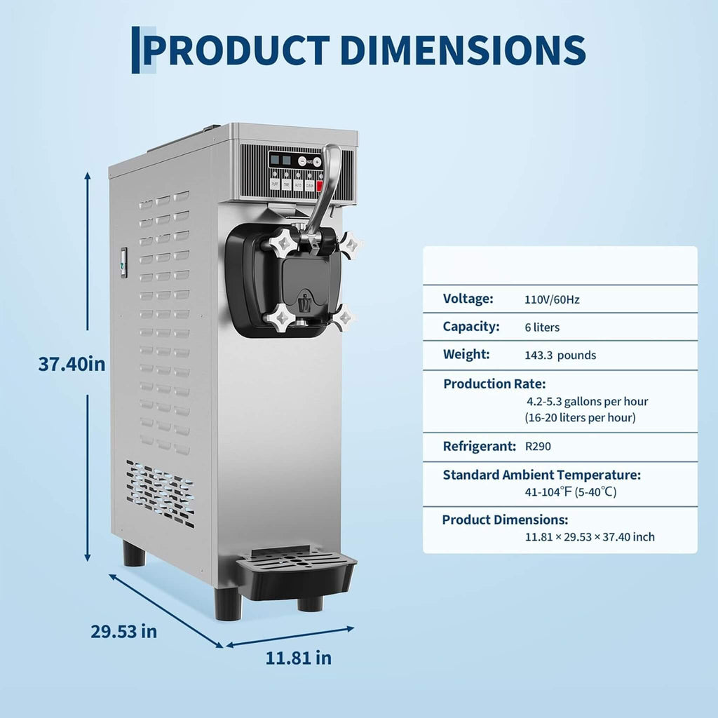 Single-Flavor 6L Commercial 1500W Countertop Soft Serve Ice Cream Machine (SAK25318) – SAKSBY WHOLESALE, view 8