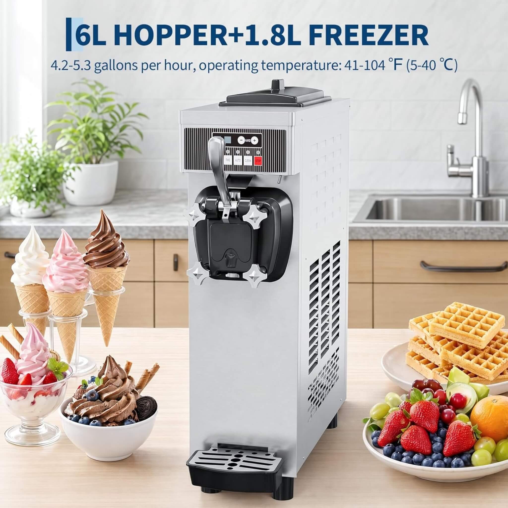 Single-Flavor 6L Commercial 1500W Countertop Soft Serve Ice Cream Machine (SAK25318) – SAKSBY WHOLESALE, view 7