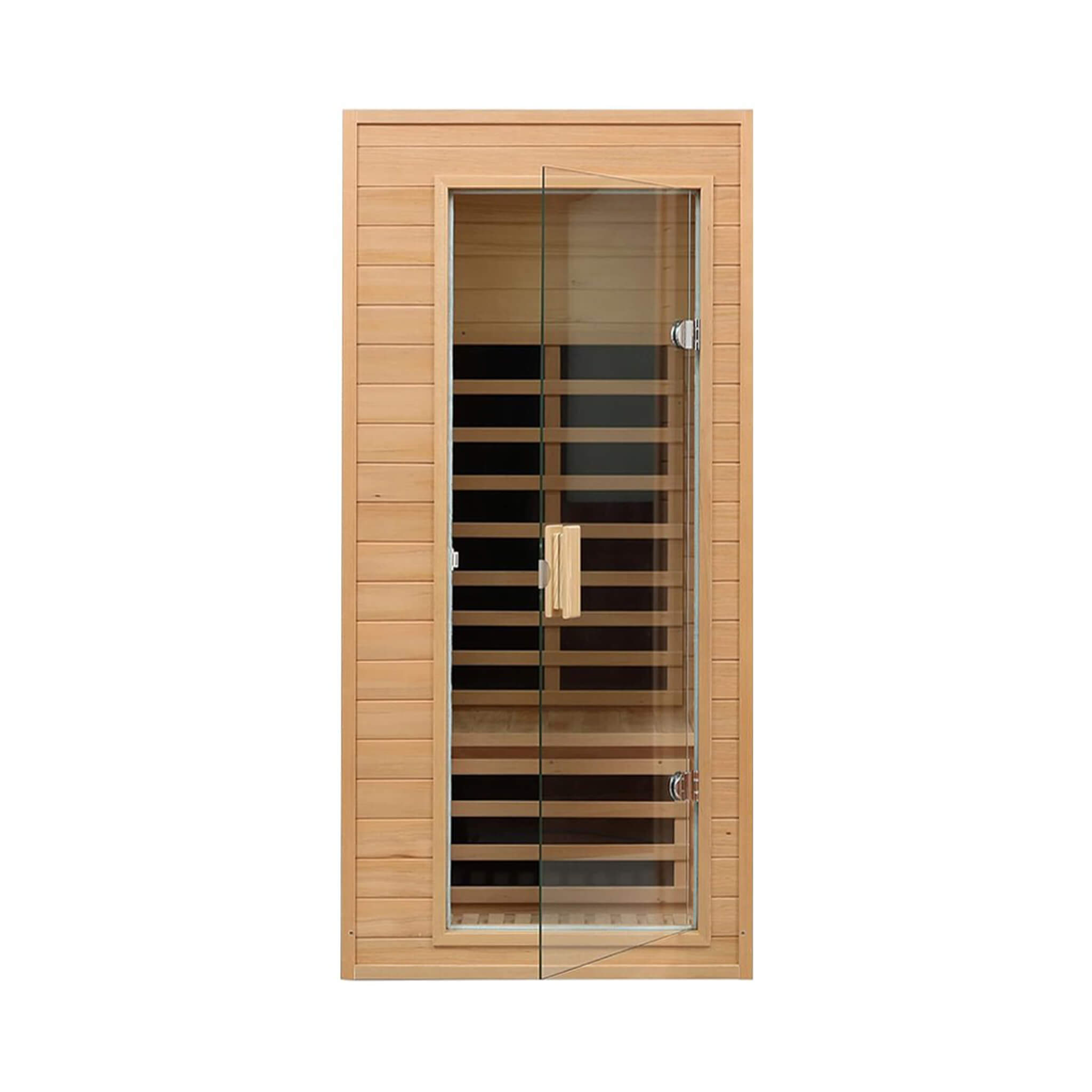 Thermora Elara Premium 1-Person Indoor Low EMF FAR Infrared Heat Hemlock Wood Personal Home Spa Sauna, 1200W (SAK27463) – SAK