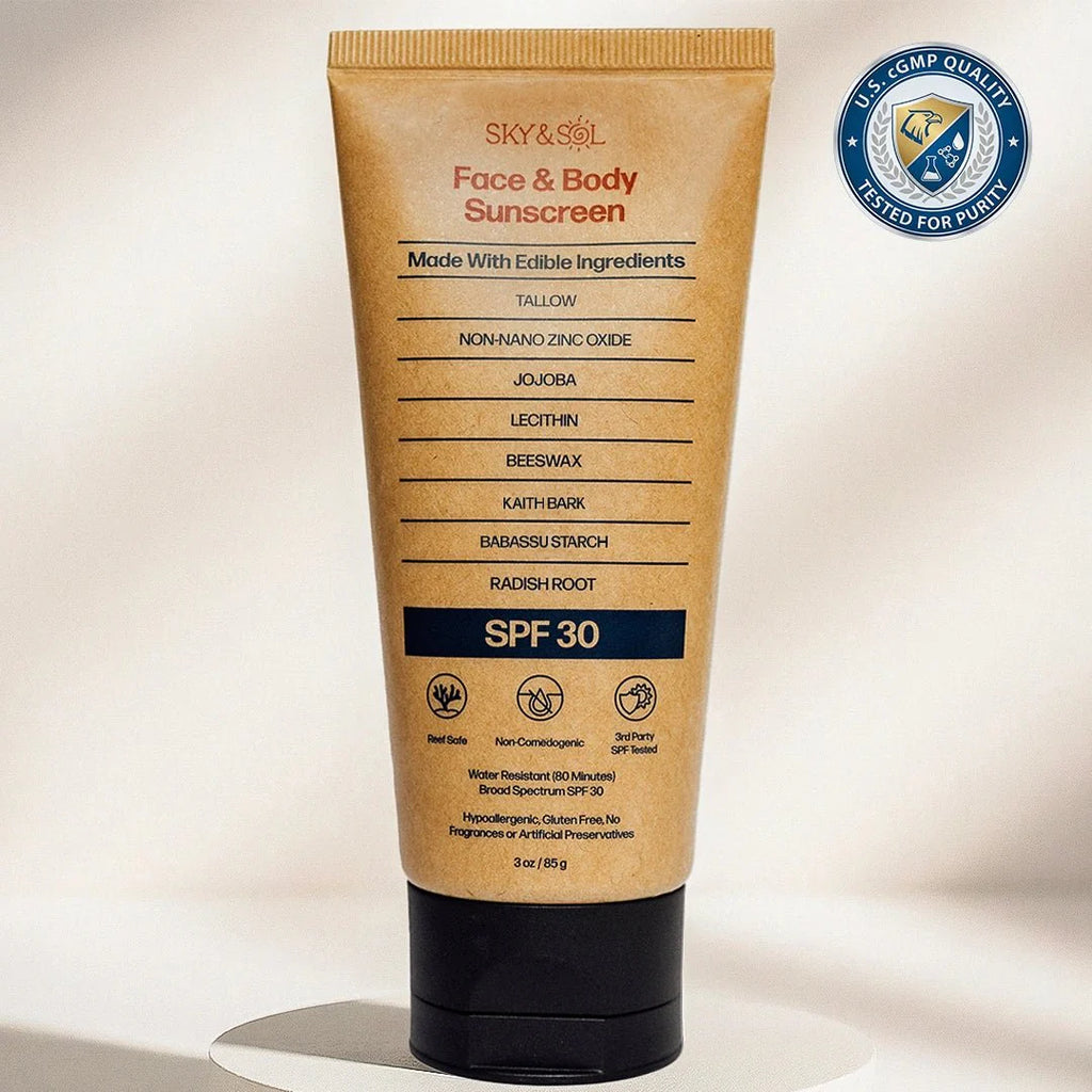 Sky and Sol Face & Body Sunscreen — non-greasy texture swatch