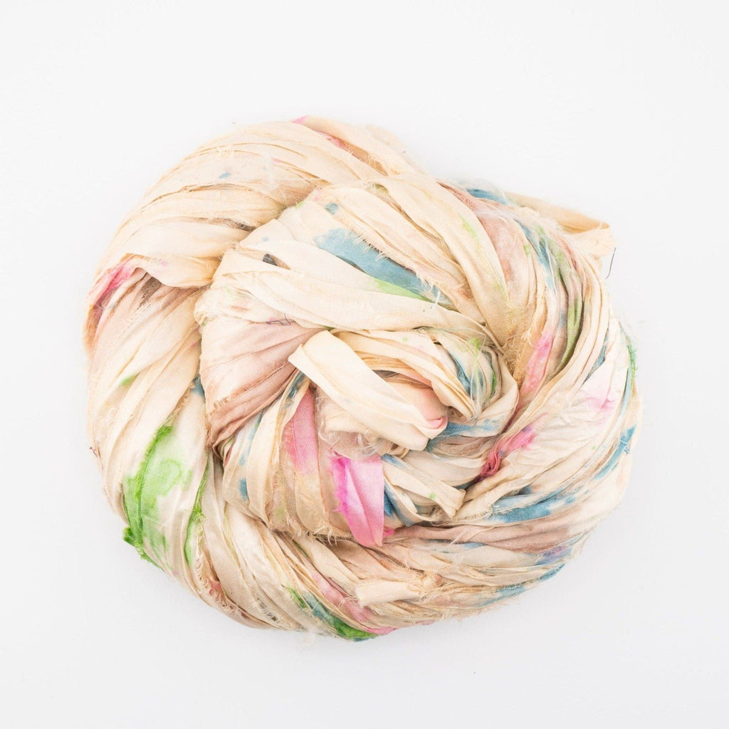 Darn Good Yarn Vintage Ivory- Dyable Small Batch Sari Ribbon — Ivory detail