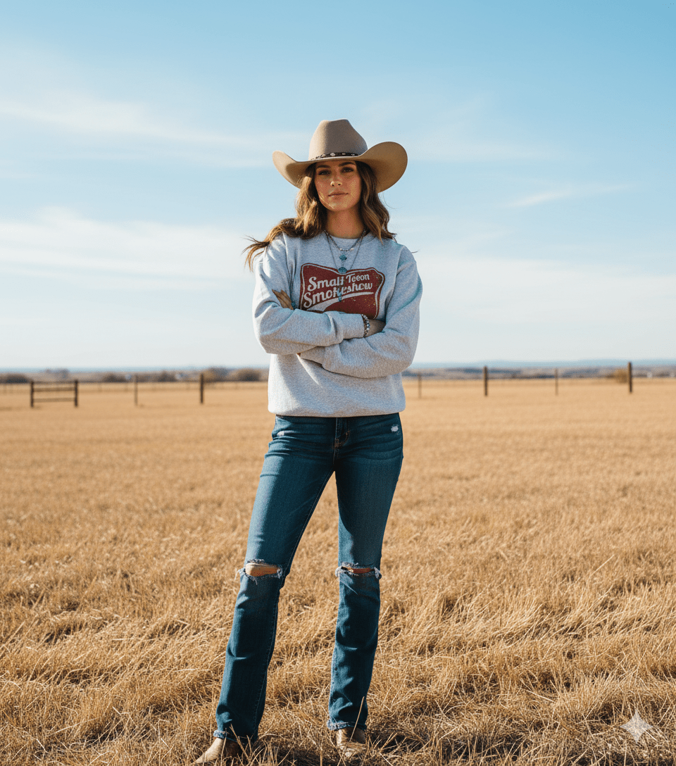 Wild Junkie Small Town Smokeshow Graphic Sweatshirt — construction detail