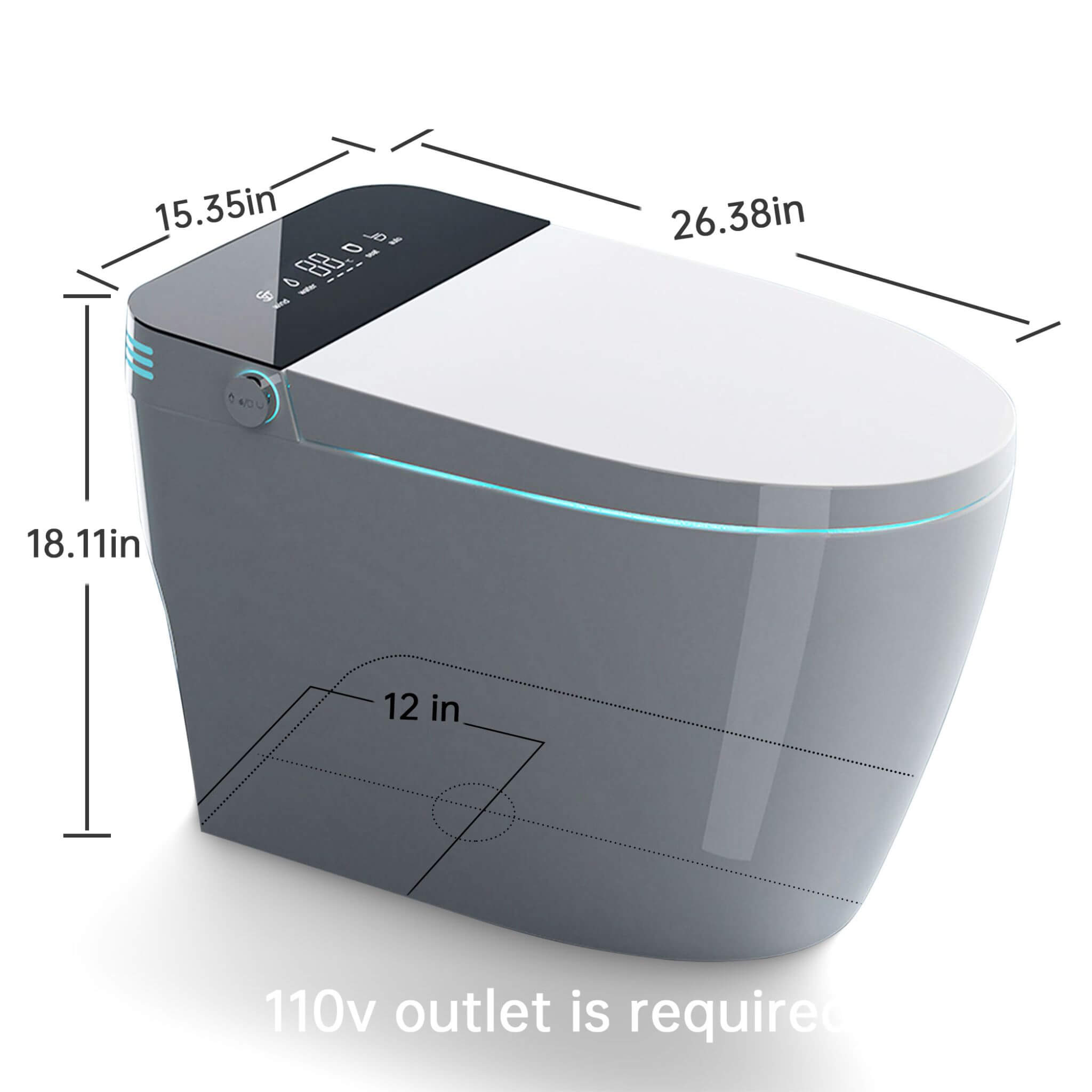 Nuvia Smart Auto Dual Flush Tankless Toilet With Heated Bidet, Auto Open And Close (SAK37415) – SAKSBY WHOLESALE, view 17