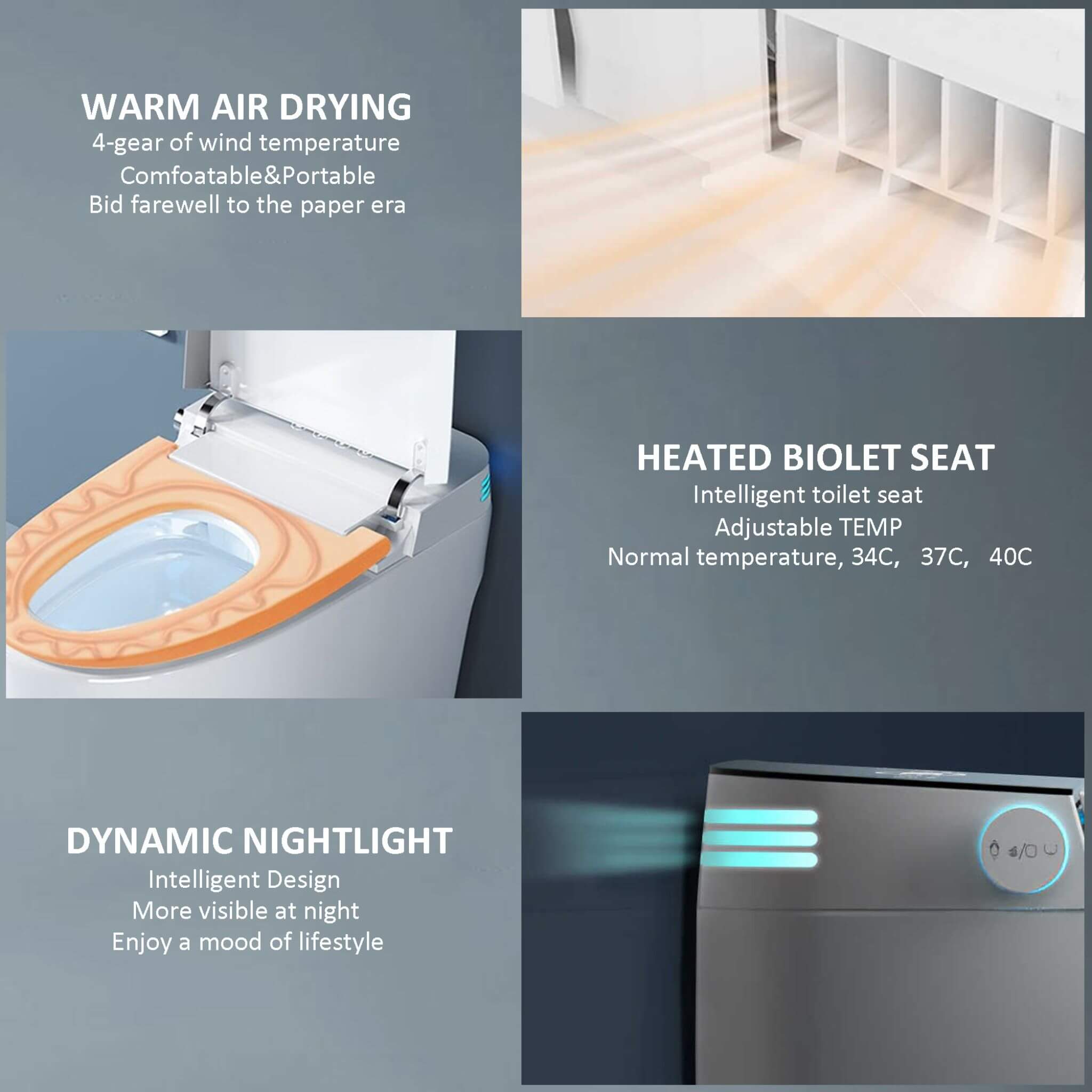 Nuvia Smart Auto Dual Flush Tankless Toilet With Heated Bidet, Auto Open And Close (SAK37415) – SAKSBY WHOLESALE, view 15