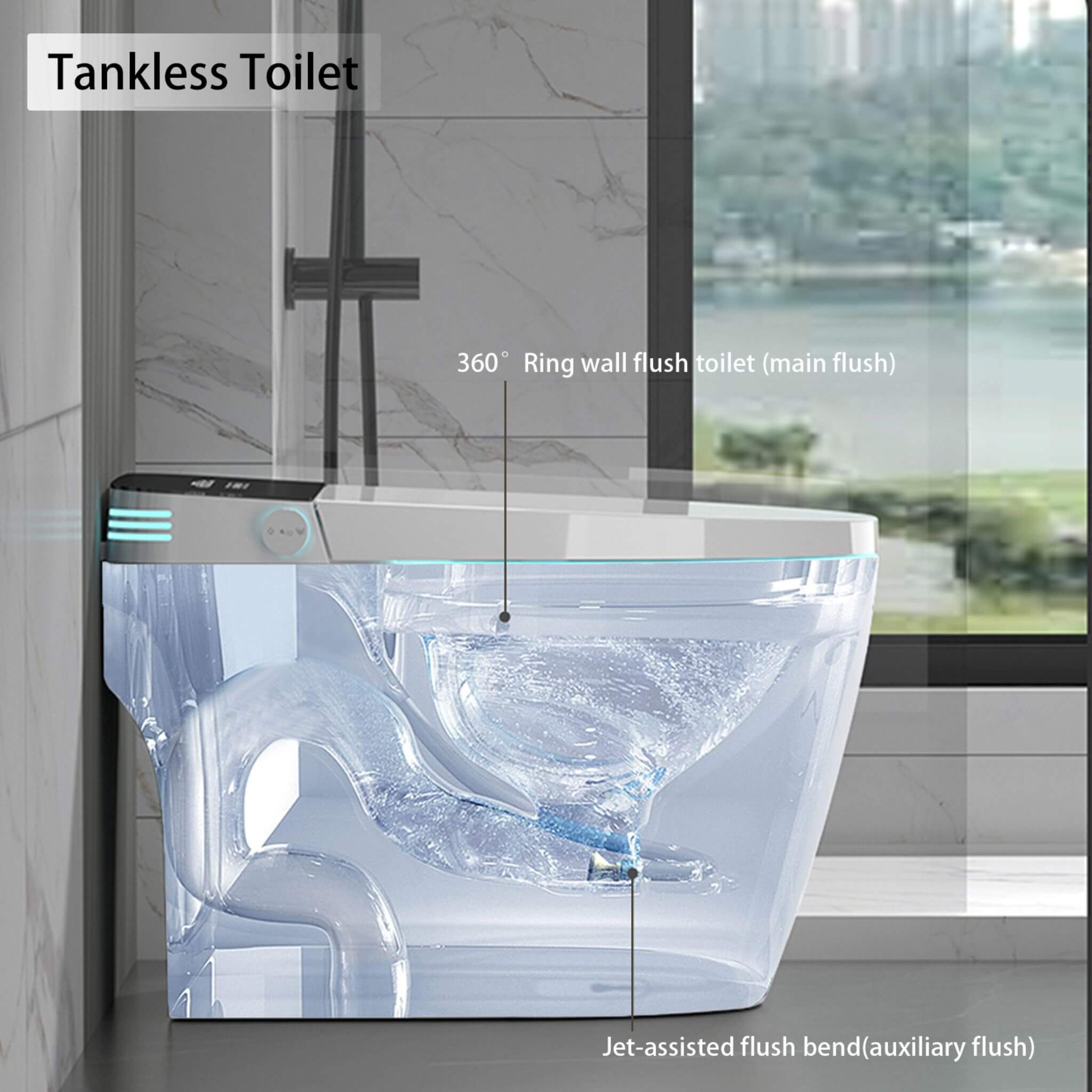 Nuvia Smart Auto Dual Flush Tankless Toilet With Heated Bidet, Auto Open And Close (SAK37415) – SAKSBY WHOLESALE, view 11
