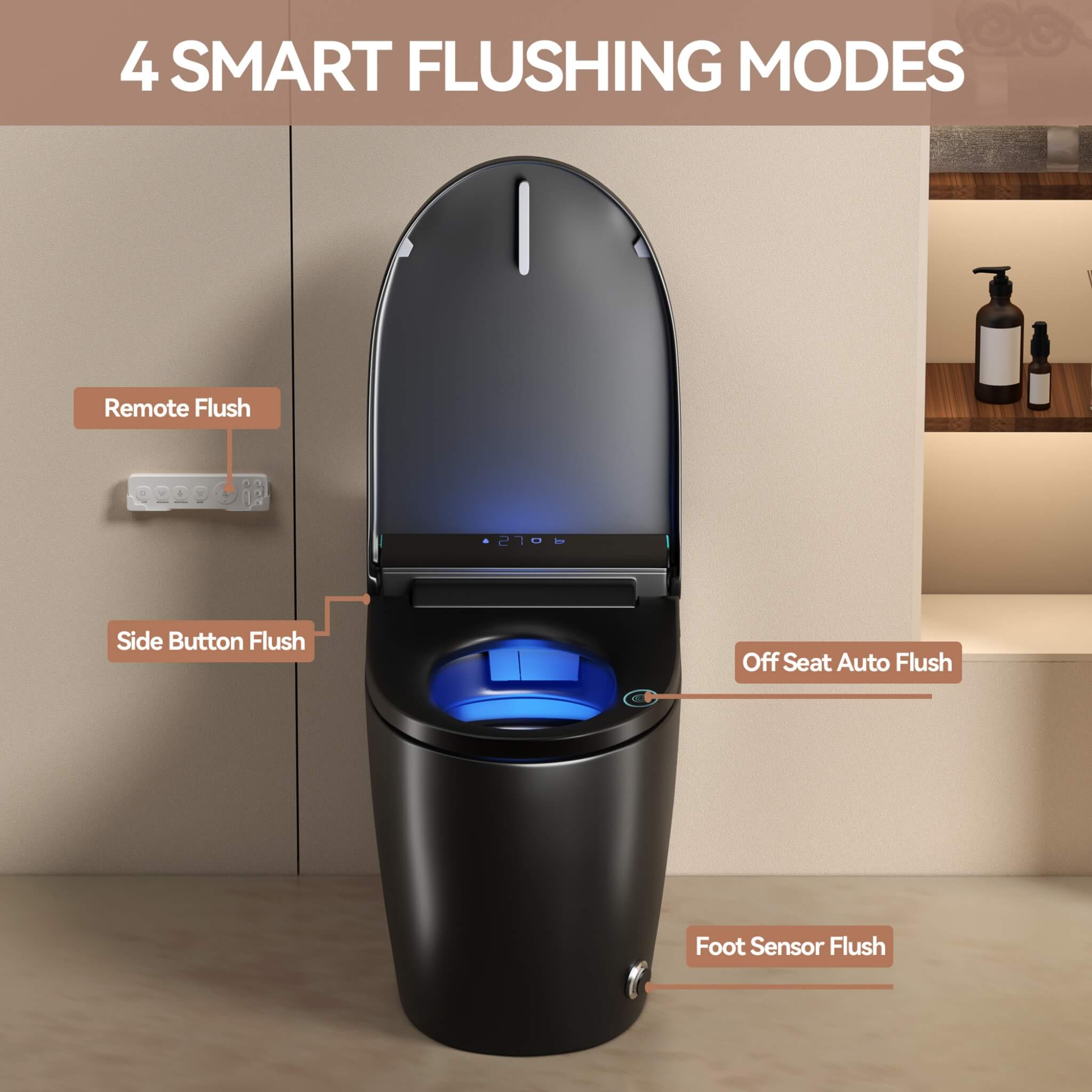 Nuvia Smart One-Piece Bidet Toilet With Auto Open/Close Seat And Dryer (SAK86135) – SAKSBY WHOLESALE, view 9