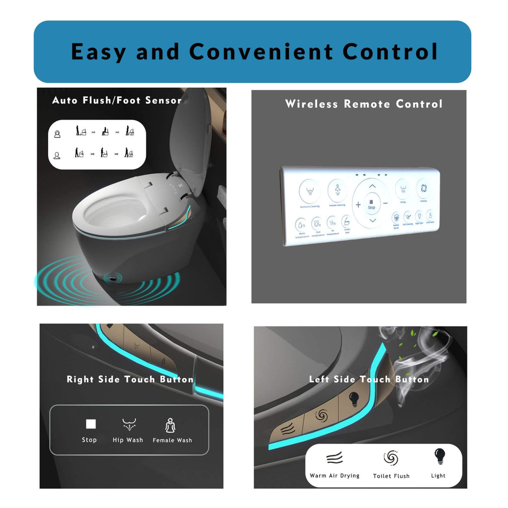 Nuvia Smart One-Piece Toilet With Bidet, Foot Sensor, LED Display And Dryer (SAK80112) – SAKSBY WHOLESALE, view 8