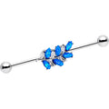 BodyCandy Blue Faux Opal Sprig of Ivy Leaf Industrial Barbell 38mm — main product shot
