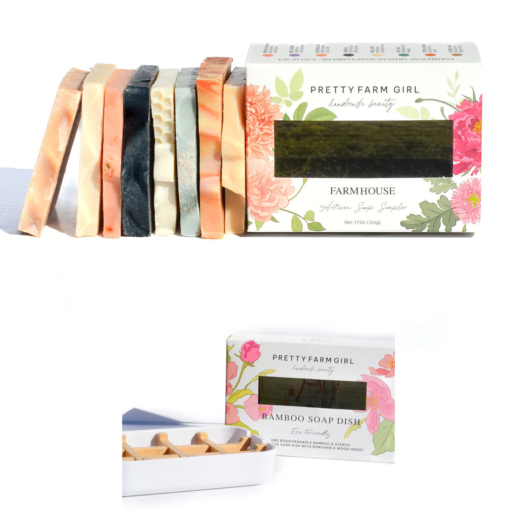 Pretty farm girl Farmhouse Artisan Goat Milk & Tallow Soap Sampler — in-use photo