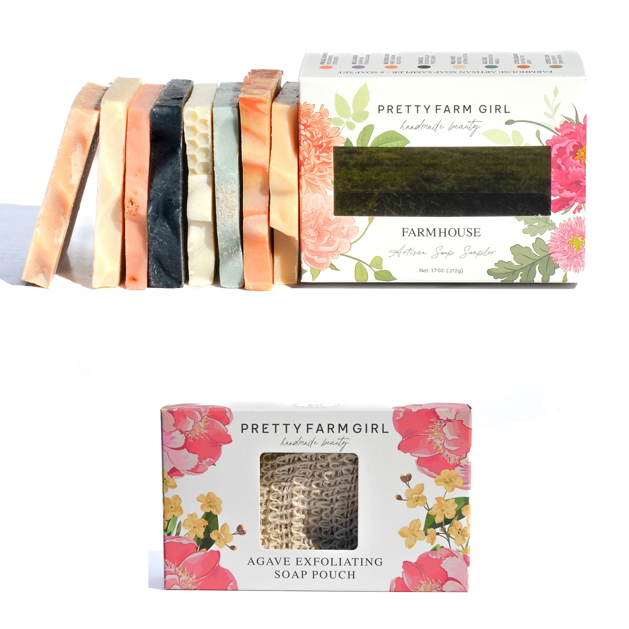 Pretty farm girl Farmhouse Artisan Goat Milk & Tallow Soap Sampler — size reference