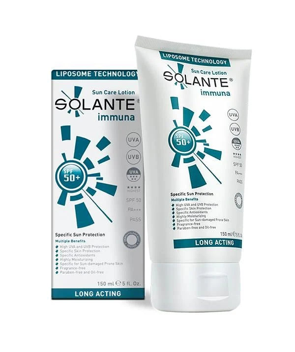 Solante Immuna Sunscreen for Sensitive Skin - High SPF 50+ Anti-Aging Sun Protection - Water-Resistant, Fragrance-Free, 5.07 fl oz