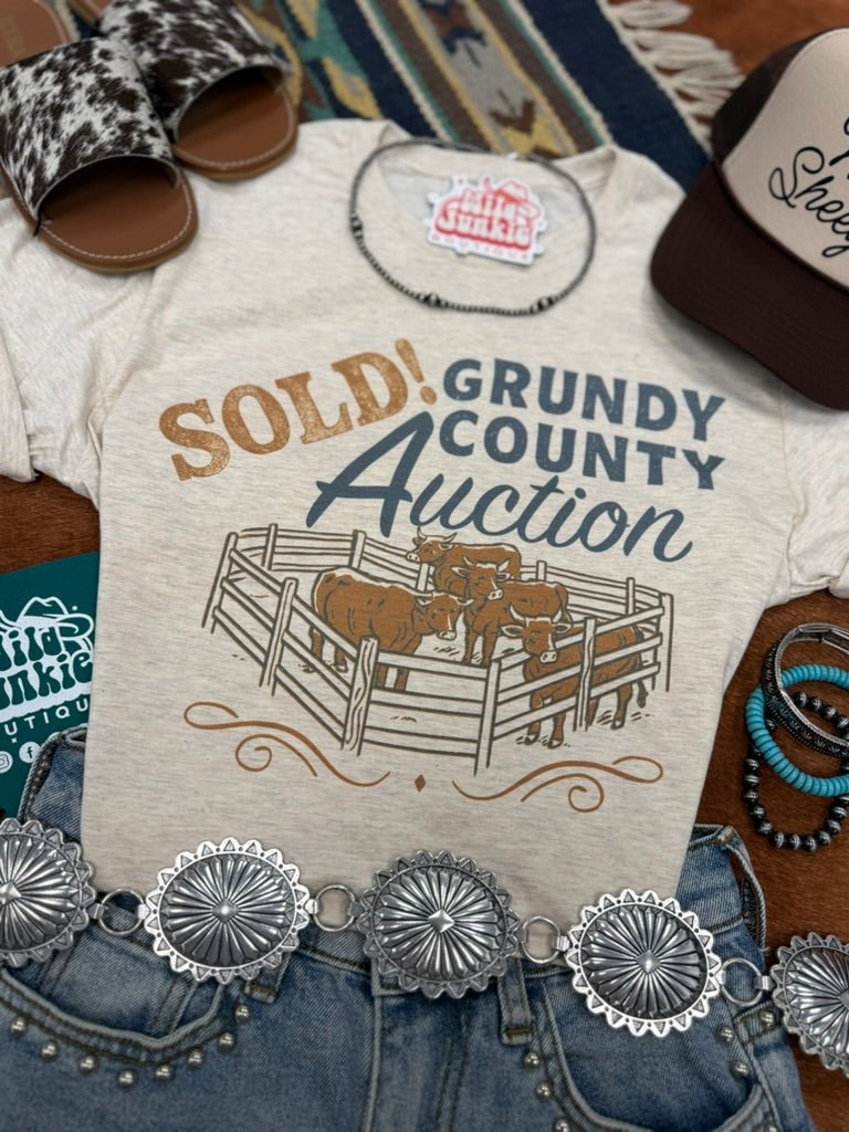 Wild Junkie Sold! Grundy County Auction Graphic Tee — construction detail