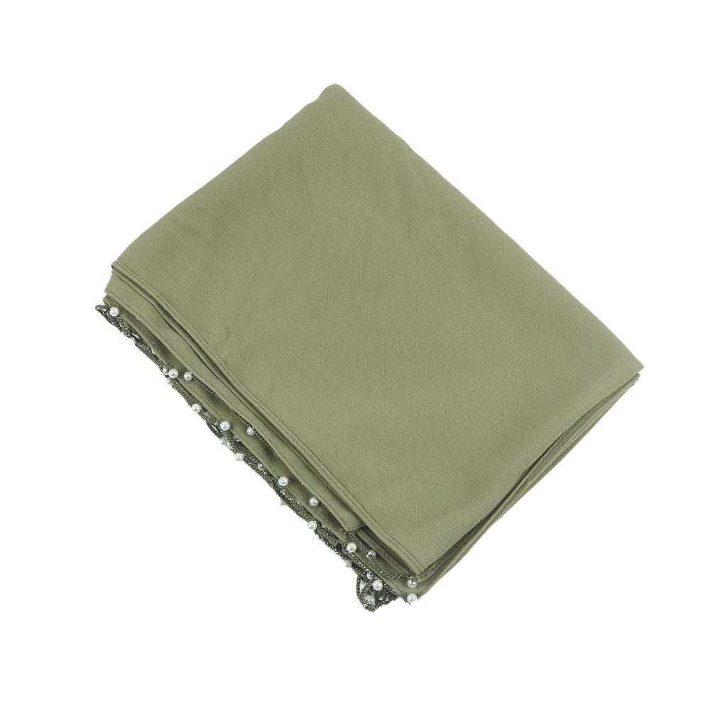 Mariam's Collection Solid Chiffon Hijab with Delicate Beaded Edging Pearl-Embellished Wave (MH139) — lifestyle context