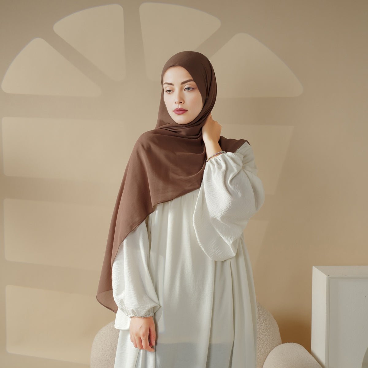 Mariam's Collection Solid Color Chiffon Hijab  With Neck Base Hat 2pcs Set (MH036) — main product shot