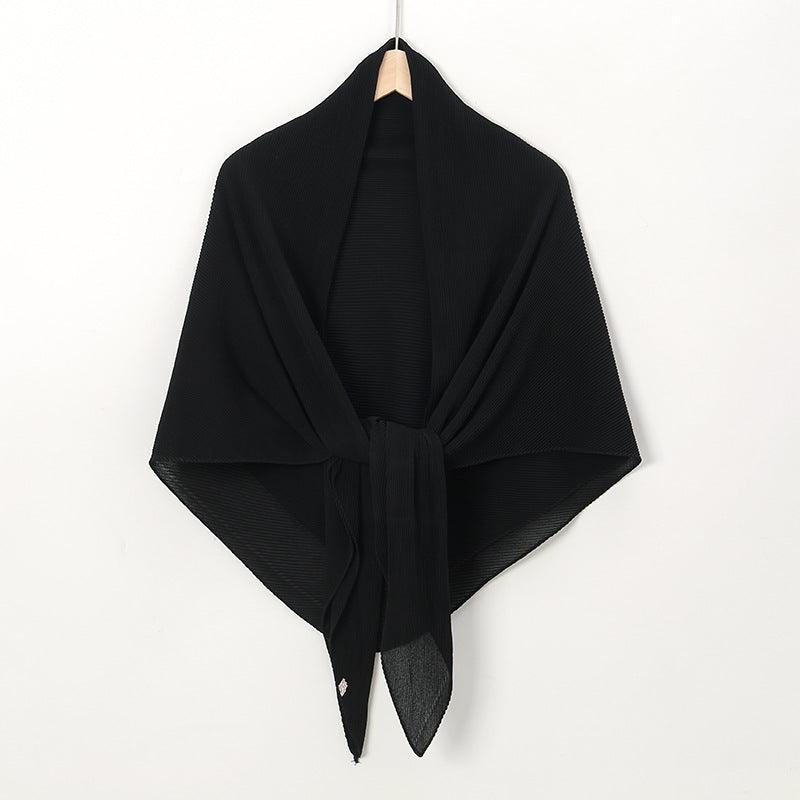 Mariam's Collection Solid Color Crinkle Chiffon Hijab - Lightweight Scarf for Women (MH040) — in-use photo